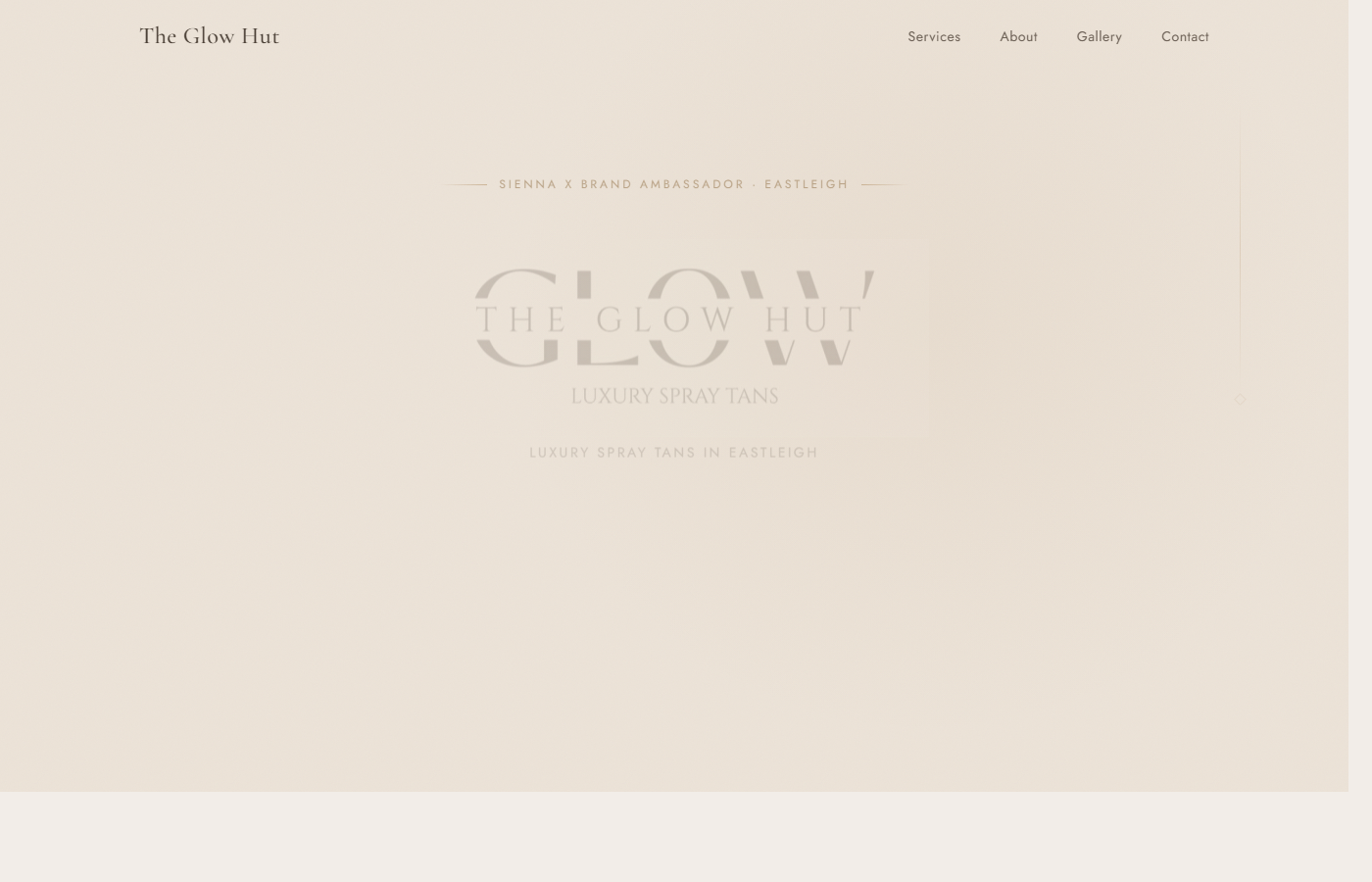 The Glow Hut website — luxury spray tans in Eastleigh